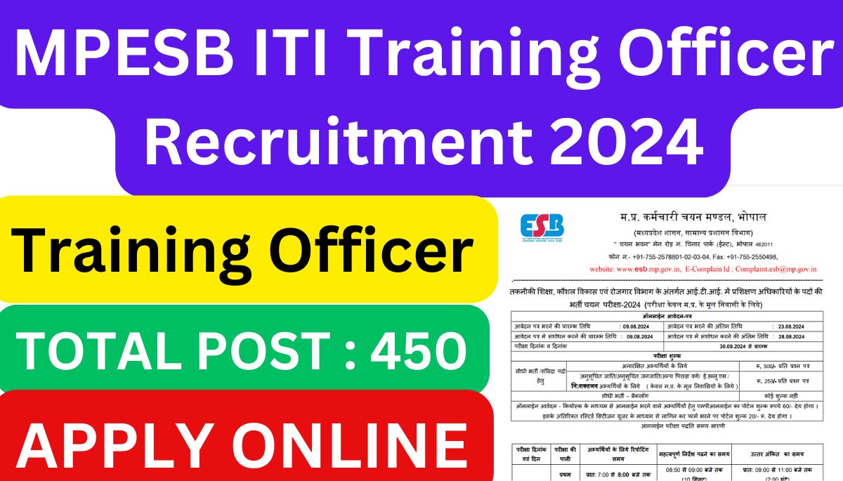 MPESB ITI Training Officer Recruitment 2024